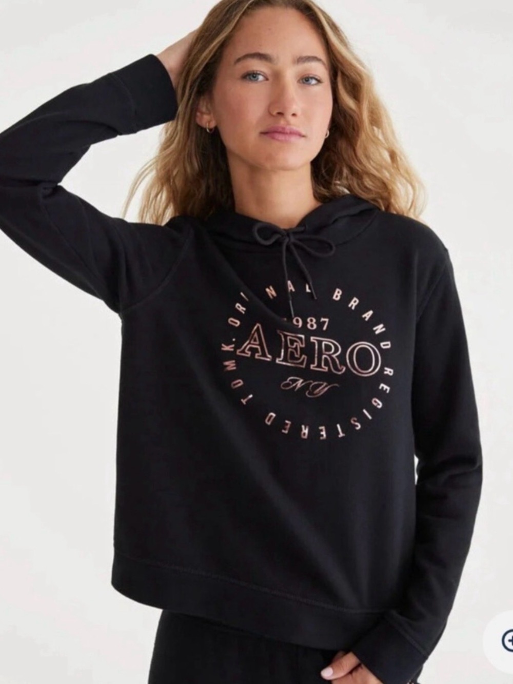 Aeropostale women’s black hoodie with pink logo Size XL
